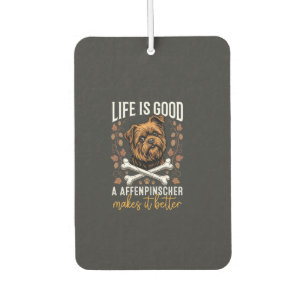 Life Is Good Affenpinscher Dog Crossed Bones Car Air Freshener