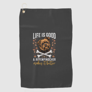 Life Is Good Affenpinscher Dog Crossed Bones Golf Towel