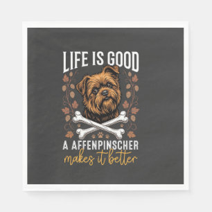 Life Is Good Affenpinscher Dog Crossed Bones Napkin