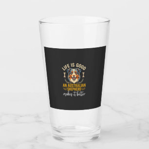 Life Is Good Australian Shepherd Dog Bone Glass
