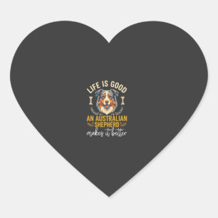 Life Is Good Australian Shepherd Dog Bone Heart Sticker