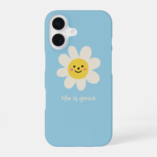 Life is good cute daisy iphone 16 case. case (Back)