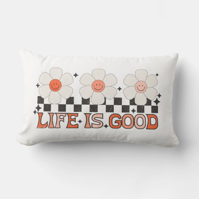 Life is Good Daisies Lumbar Cushion (Front)