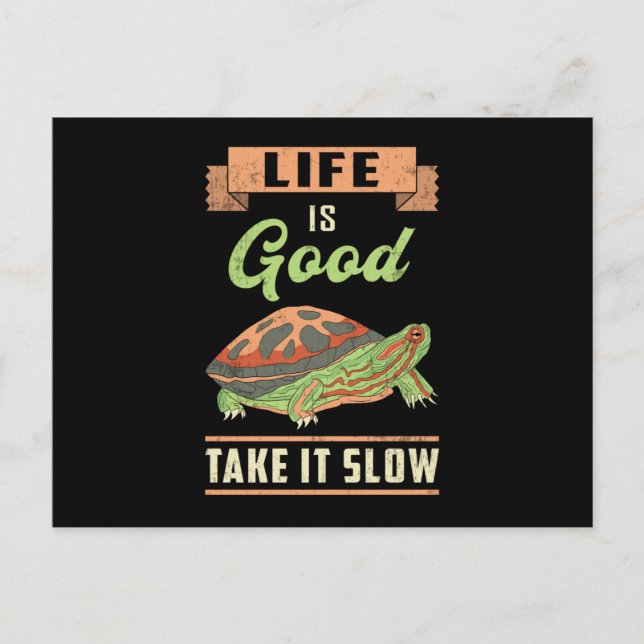 Life Is Good Take It Slow Turtle Lover Ocean Gift Postcard (Front)