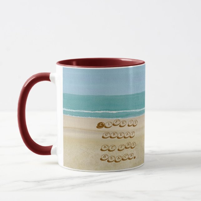 Life is great at the beach, beach mugs (Left)