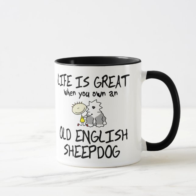 Life is Great Old English Sheepdog Mug (Right)