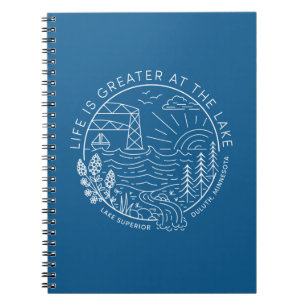 Life is Greater at the Lake – White and Blue Notebook