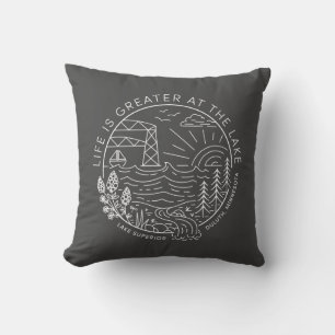 Life is Greater at the Lake – White and Grey Cushion