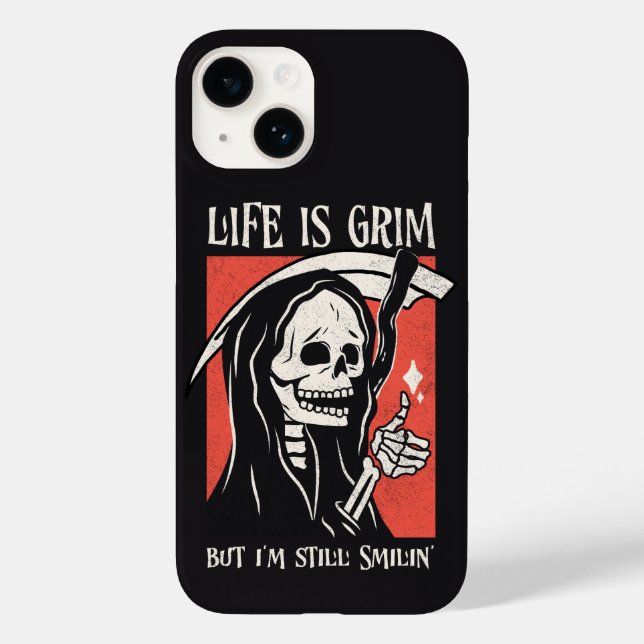 Life Is Grim Funny Grim Reaper Funny Sarcastic Pun Case-Mate iPhone Case (Back)