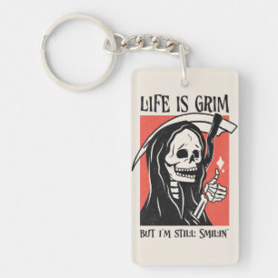Life Is Grim Funny Grim Reaper Funny Sarcastic Pun Key Ring
