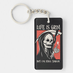 Life Is Grim Funny Grim Reaper Funny Sarcastic Pun Key Ring