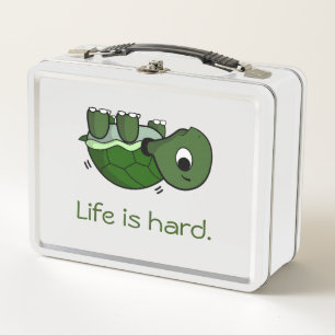 Life is Hard - Be Nice, Struggling Turtle T-Shirt Metal Lunch Box