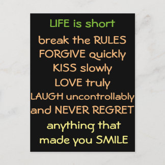 life is hort postcard
