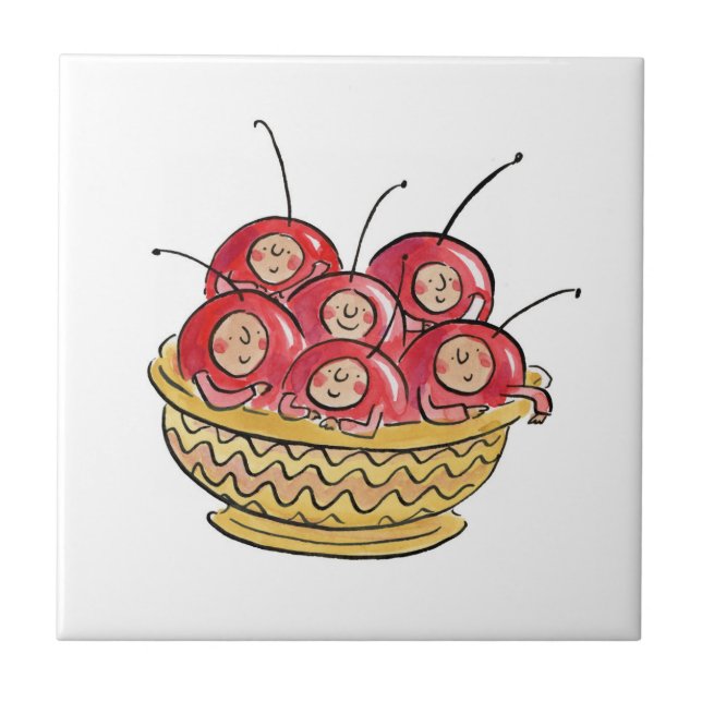 Life is just a bowl of cherries ceramic tile (Front)