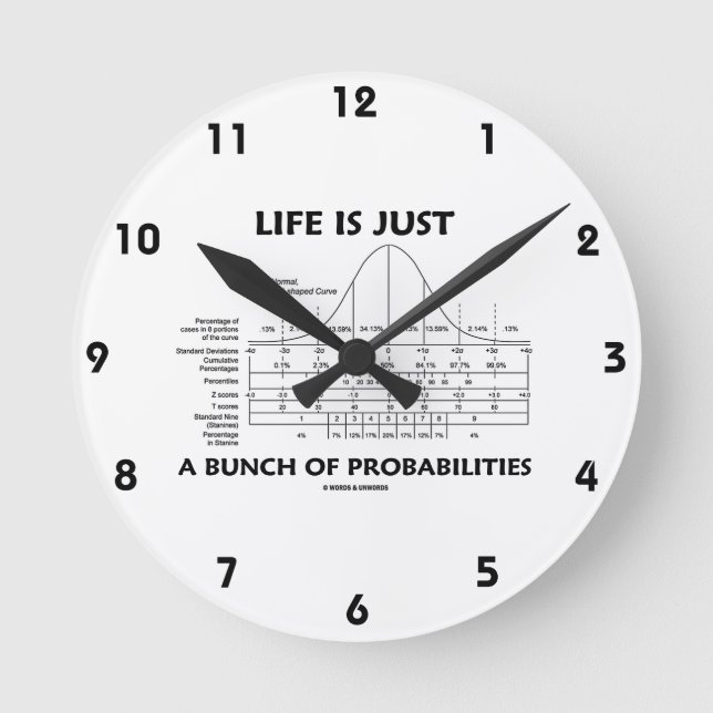 Life Is Just A Bunch Of Probabilities Statistics Round Clock (Front)
