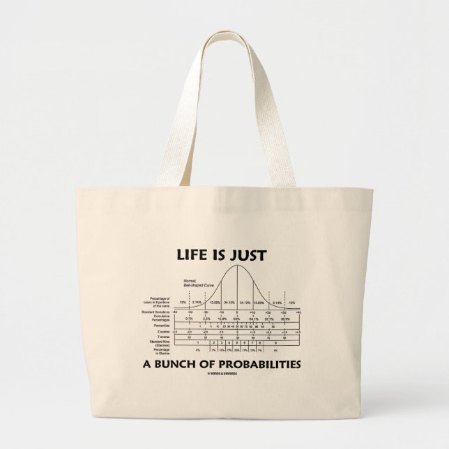 Life Is Just A Bunch Of Probabilities (Stats Fun) Large Tote Bag (Front)