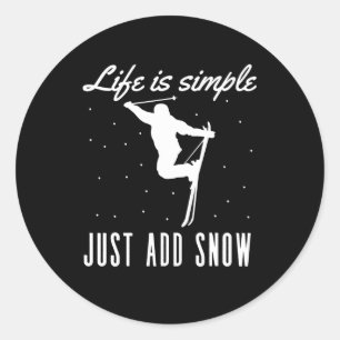 Life Is Just Snow Add Vintage Snowboard Classic Round Sticker
