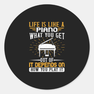 Life Is Like A Piano Classic Round Sticker