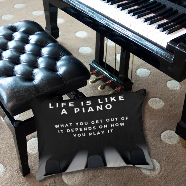 Life is Like a Piano Inspirational Decorative Cushion (Creator Uploaded)