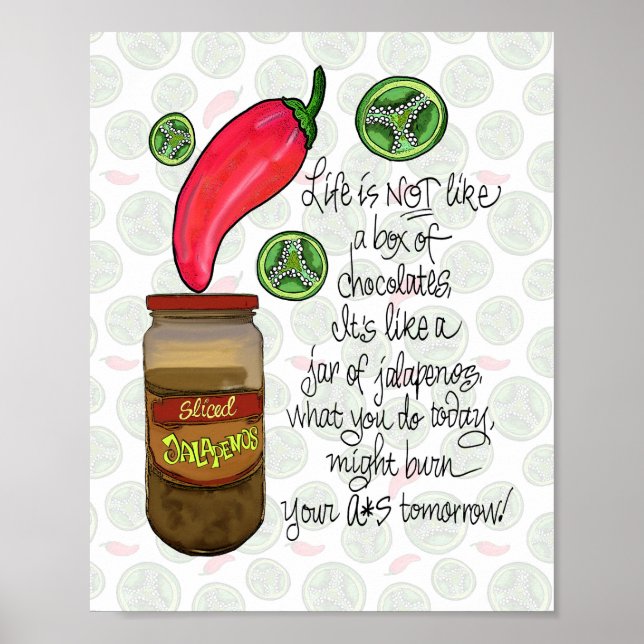 Life is Like Jar of Jalapenos Kitchen Bar Poster (Front)