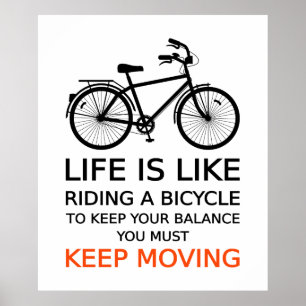 life is like riding a bicycle, text design, word a poster