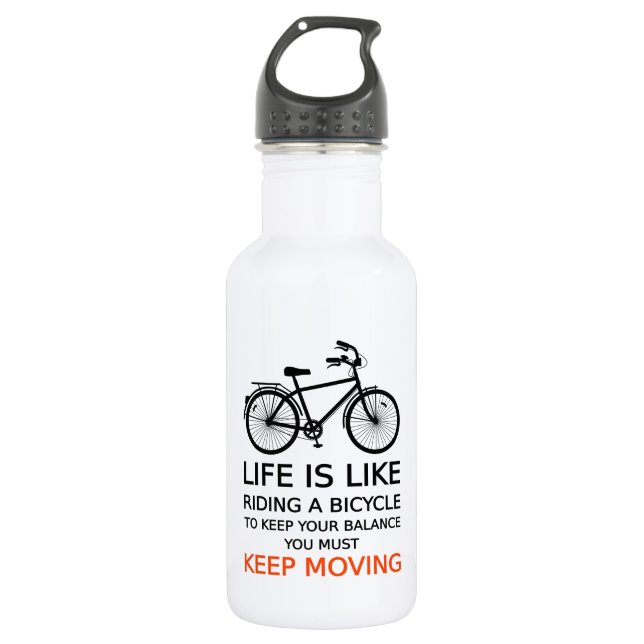 life is like riding a bicycle, word art, text 532 ml water bottle (Front)