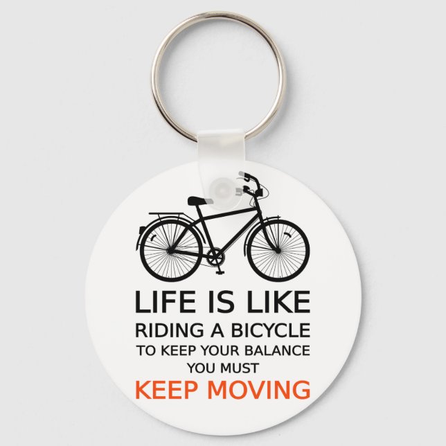 life is like riding a bicycle, word art, text key ring (Front)