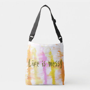 Life is messy Abstract Dripping Paint Stripes Crossbody Bag