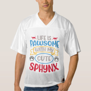 Life Is Pawsome with Canadian Sphynx Cat Breed Men's Football Jersey