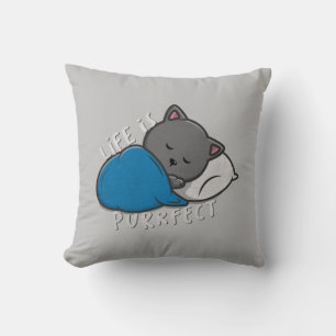 Life is Purrfect - Sleeping Cat Cushion