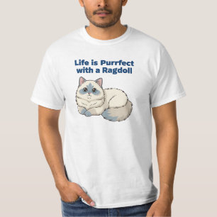 Life is Purrfect with a Ragdoll Cat Design T-Shirt