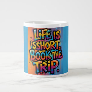 Life Is Short Book The Trip Graffiti gift dad mum Large Coffee Mug