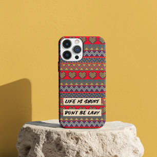 Life Is Short, Don’t Be Lazy – Geometric Heart  iPhone 14 Case
