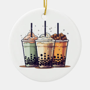 Life is short, drink the boba ceramic ornament