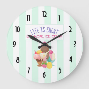 Life is Short Eat More Ice Cream Large Clock