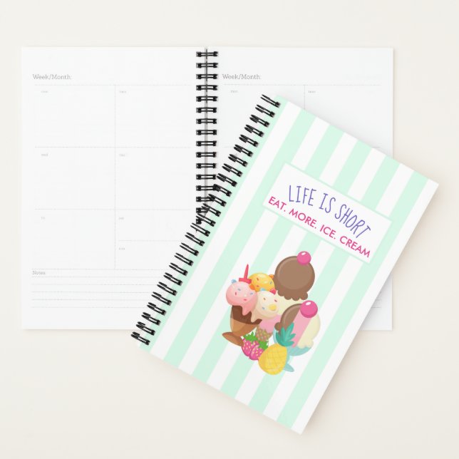 Life is Short Eat More Ice Cream Planner (Display)