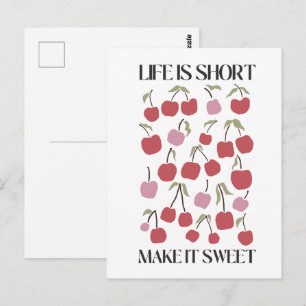 Life Is Short Make It Sweet Quote Boho Wildflower Postcard