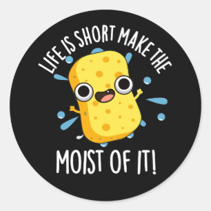 LIfe Is Short Make The Moist Of It Sponge Pun Classic Round Sticker
