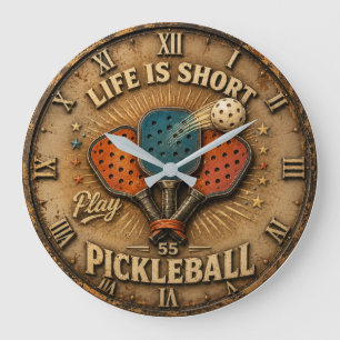 Life Is Short Play Pickleball Large Clock