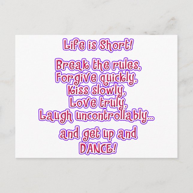 Life is Short Postcard (Front)