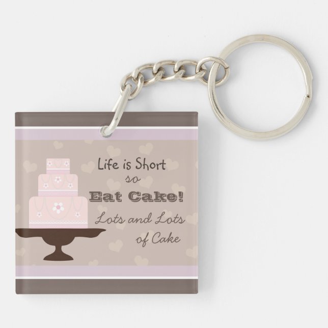Life is Short so Eat Cake Quote Key Ring (Back)