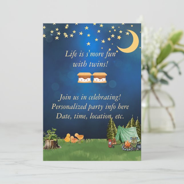 Life Is S'more Fun With Twins Invitation  (Standing Front)