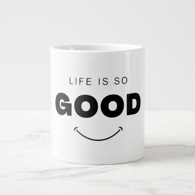 Life Is So Good Smiley Face Coffee Mug | Aesthetic (Front)