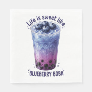 Life Is Sweet Like Blueberry Boba Napkin