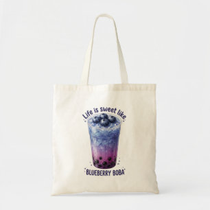 Life Is Sweet Like Blueberry Boba Tote Bag