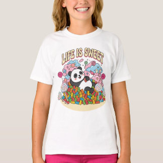Life Is Sweet Panda Candy Kawaii Cute Retro T-Shirt
