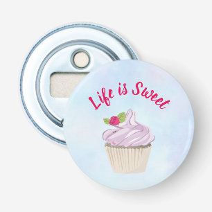 Life is Sweet Pink Cupcake Bottle Opener
