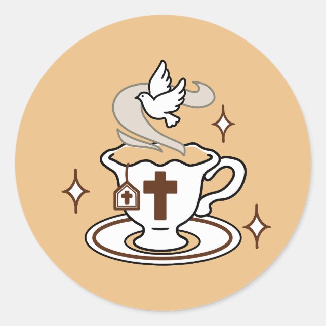 Life Is Sweet with Jesus – Christian Faith Tea Cup Classic Round Sticker (Front)