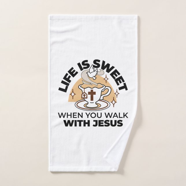 Life Is Sweet with Jesus – Christian Faith Tea Cup Hand Towel (Hand Towel)