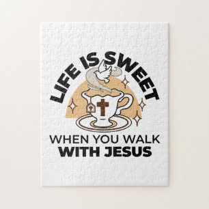 Life Is Sweet with Jesus – Christian Faith Tea Cup Jigsaw Puzzle